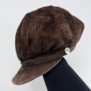 Vintage Y2K Burberry Brown Suede Newsboy Hat Women’s Small Britney Spears Vibe